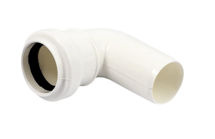Białe kolano PCV 90°