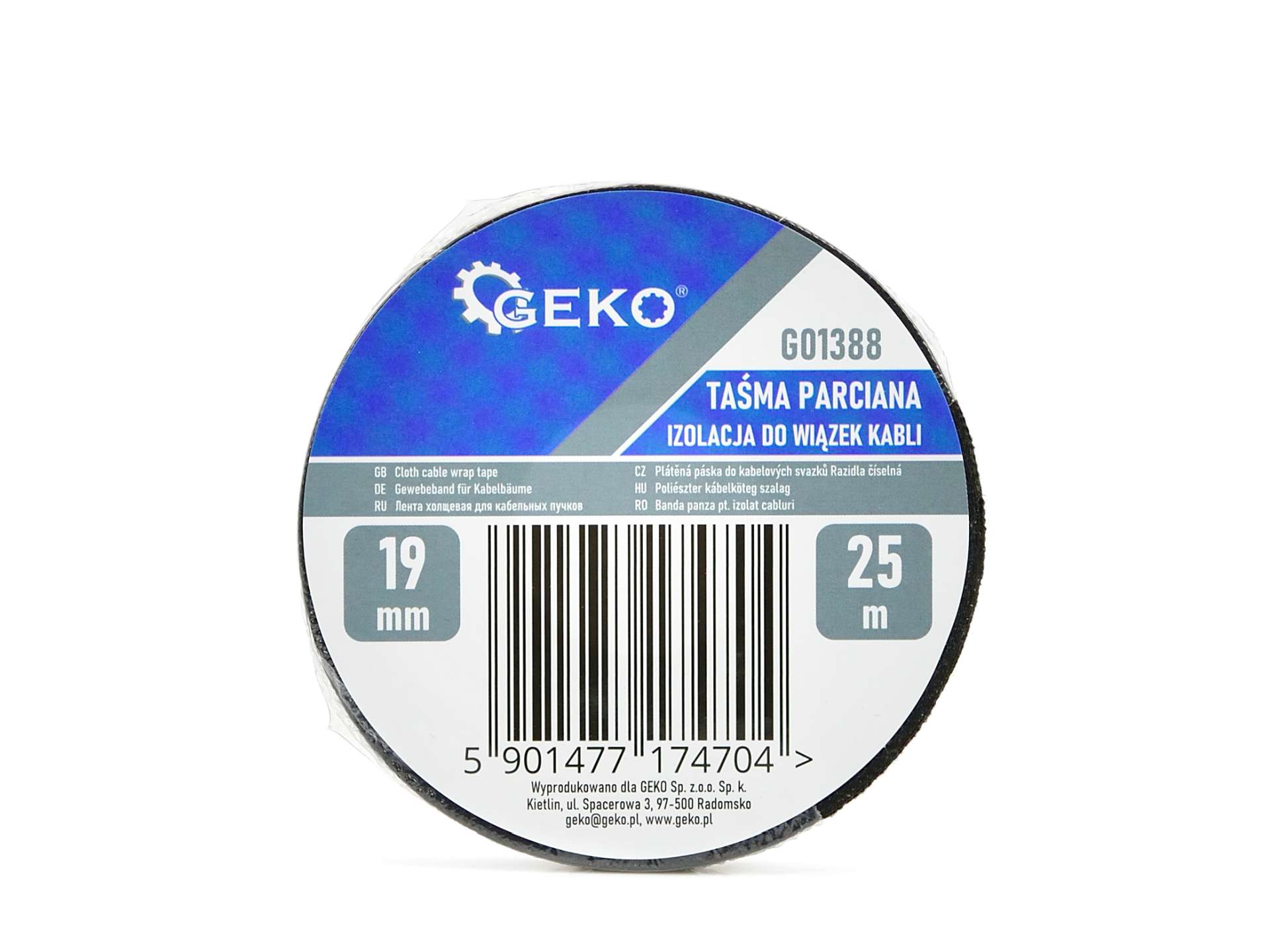 Etykieta taśmy parcianej Geko 19 mm, 25 m