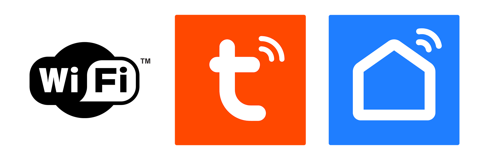Logo WiFi, Tuya i ikona domu