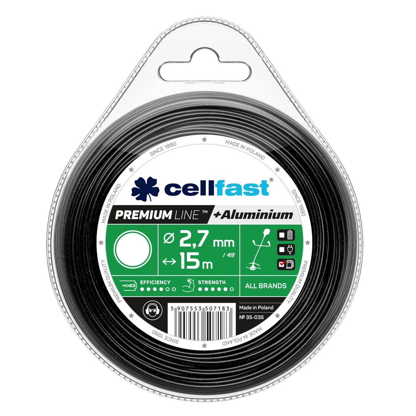Żyłka do podkaszarki Cellfast w blisterze, 2,7 mm 15 m