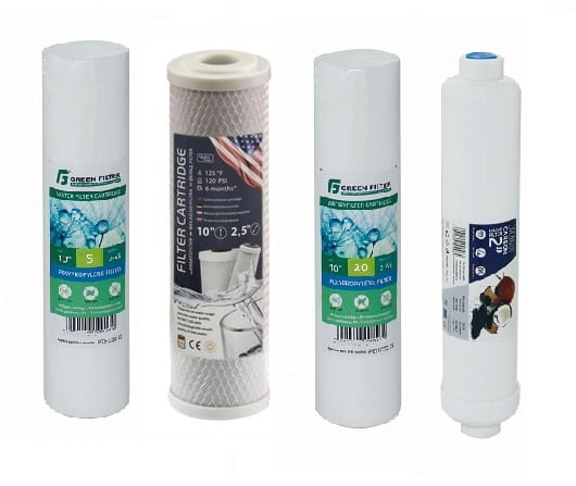 Zestaw czterech wkładów filtracyjnych do osmozy