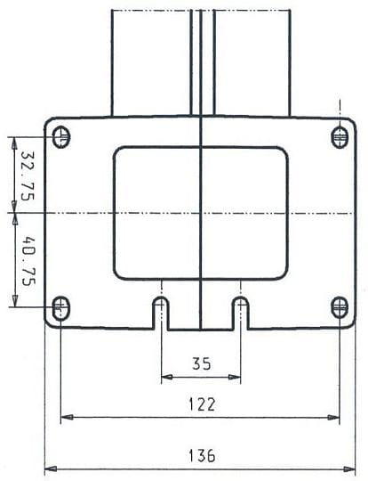 Rysunek techniczny dmuchawy z wymiarami
