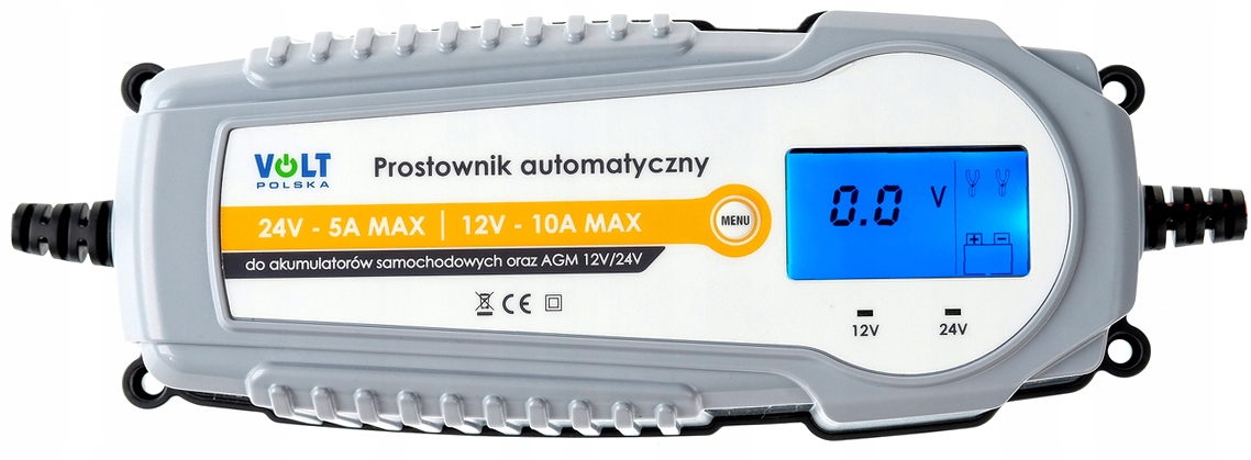 Prostownik VOLT Polska z bocznym panelem i wyświetlaczem 0,0 V