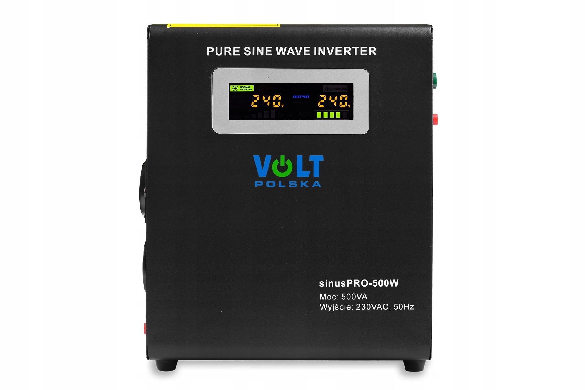Zasilacz awaryjny Volt Polska z wyświetlaczem i napisem Pure Sine Wave Inverter