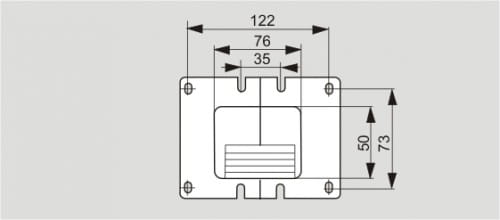 Rysunek techniczny wentylatora z wymiarami 122, 76 i 35