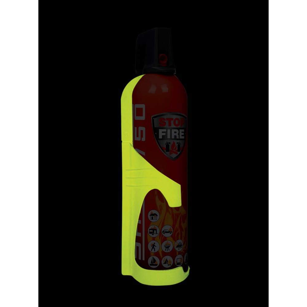 Żółty uchwyt na spray gaśniczy