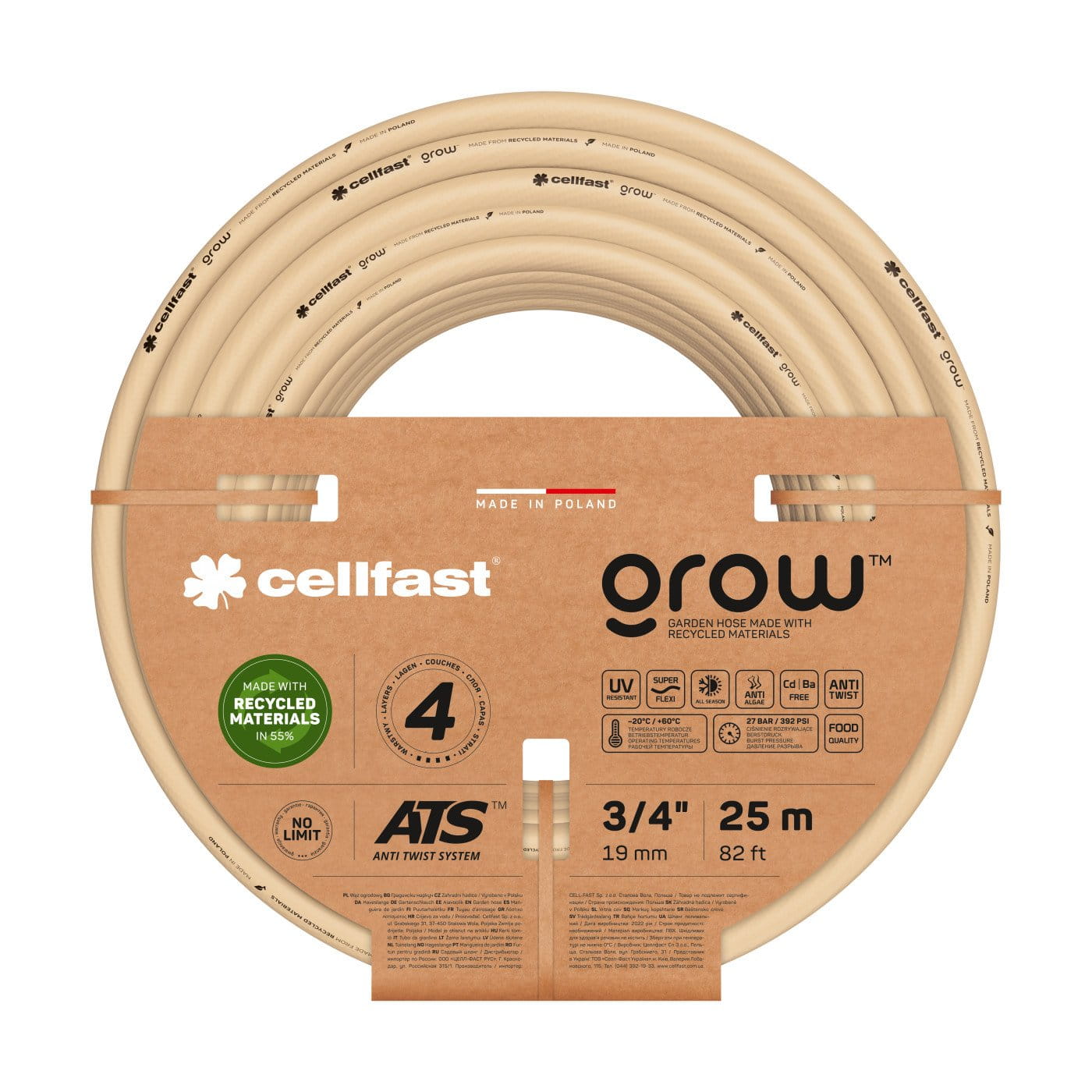 Wąż ogrodowy Cellfast Grow 3/4 25 m w opakowaniu