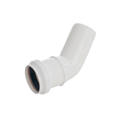 Białe kolano kanalizacyjne PVC 45°