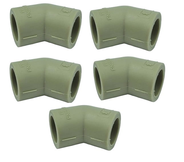 Pięć kolanek PP 45° fi 20 mm