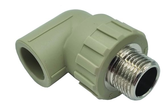 Kolanko PP 90° z metalowym gwintem