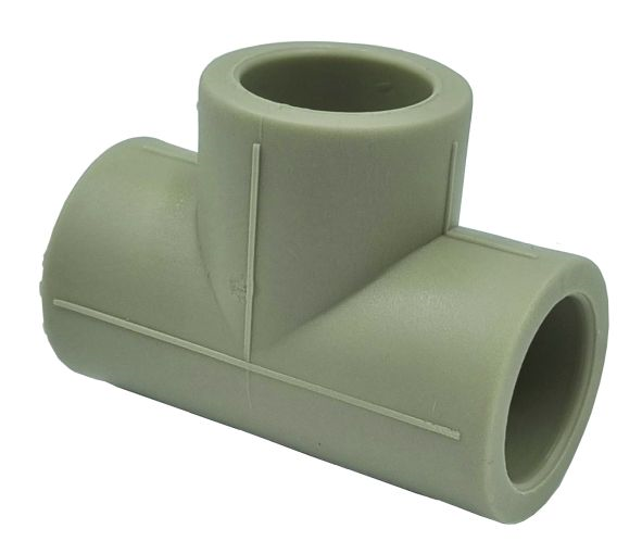 Szary trójnik z tworzywa z trzema otworami zgrzewany PP 32 mm